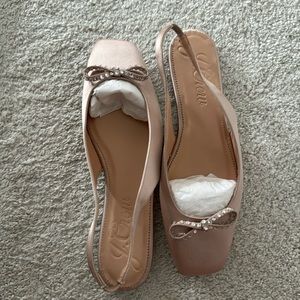 NEW never worn J Crew Mauve satin slingbacks with crystal bow SIZE 11